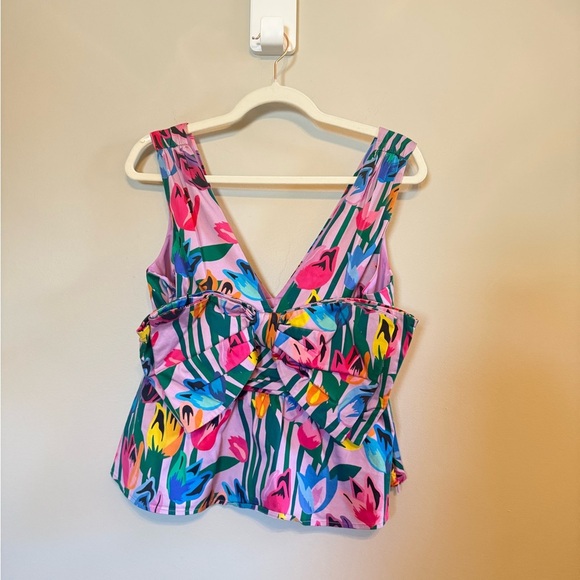 Slate & Willow • Bow Front‎ Avant Garde Floral Crop Top Sz Sm Tropical - Picture 5 of 13